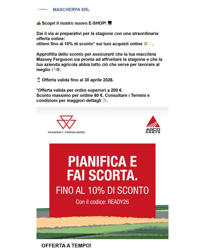 promozioni MASCHERPA ricambi
